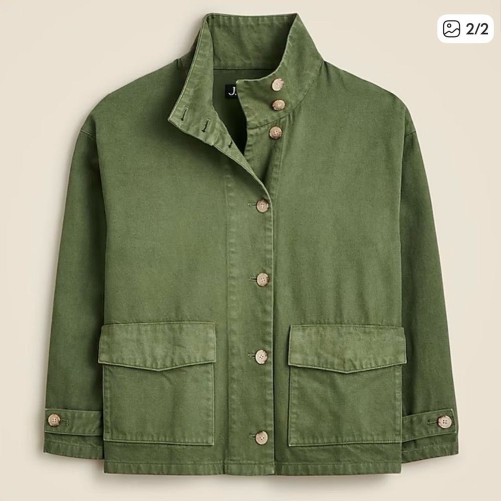 Jcrew Funnel Neck Green Jacket